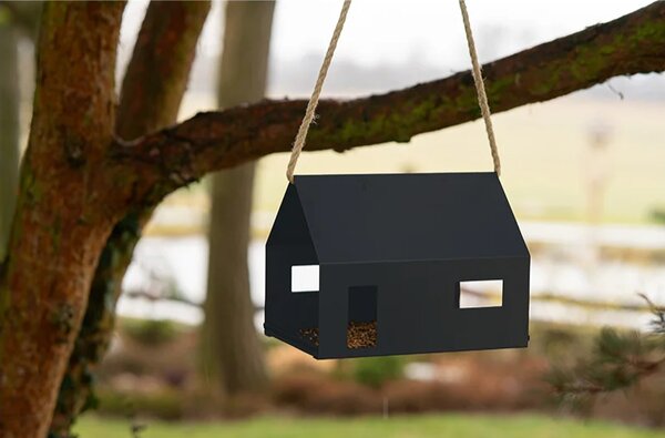 Casa Karmnik dla ptaków 30 × 21 × 23 cm, ze stali nierdzewnej, antracytowy CORGARDEN 1095