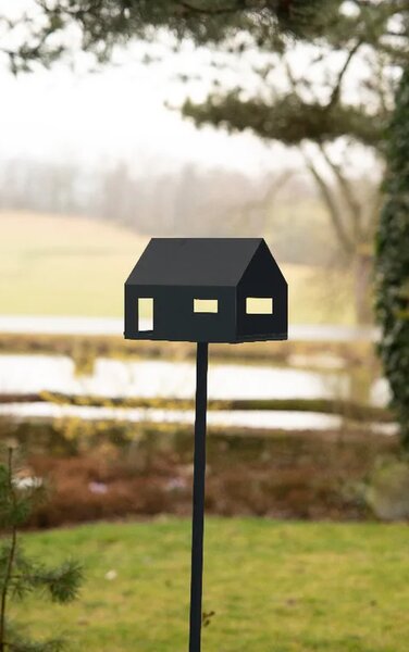 Casa Karmnik dla ptaków 30 × 21 × 23 cm, ze stali nierdzewnej, antracytowy CORGARDEN 1095