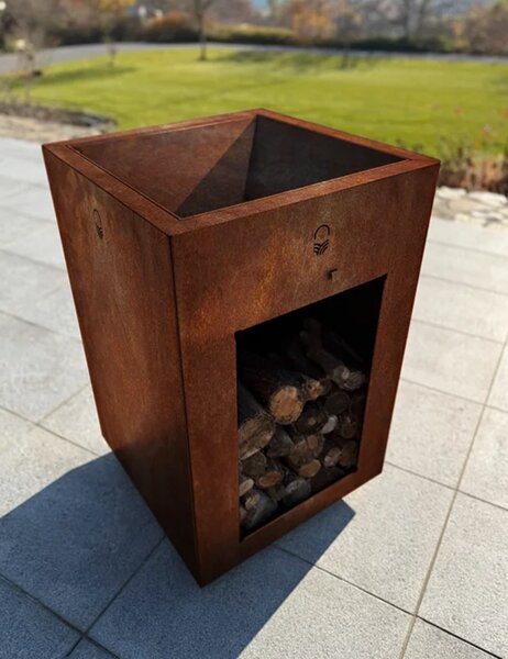 Pyresto Wysokie palenisko ogrodowe 60 × 60 × 90 cm, corten CORGARDEN 1084