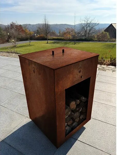 Pyresto Wysokie palenisko ogrodowe 60 × 60 × 90 cm, corten CORGARDEN 1084