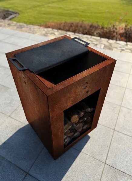 Pyresto Wysokie palenisko ogrodowe 60 × 60 × 90 cm, corten CORGARDEN 1084