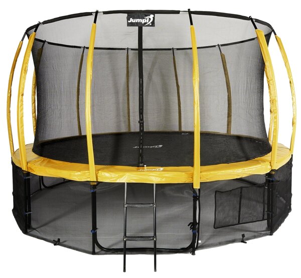 Trampolina Ogrodowa Jumpi 435cm/14FT Maxy Comfort Plus Żółta Z Wewnętrzną Siatką