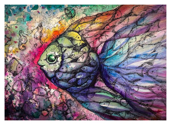 Obraz na szkle - Kolorowa rybka (70x50 cm)