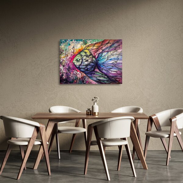 Obraz na szkle - Kolorowa rybka (70x50 cm)