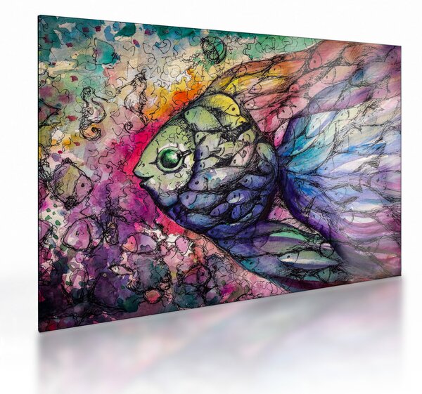 Obraz na szkle - Kolorowa rybka (70x50 cm)