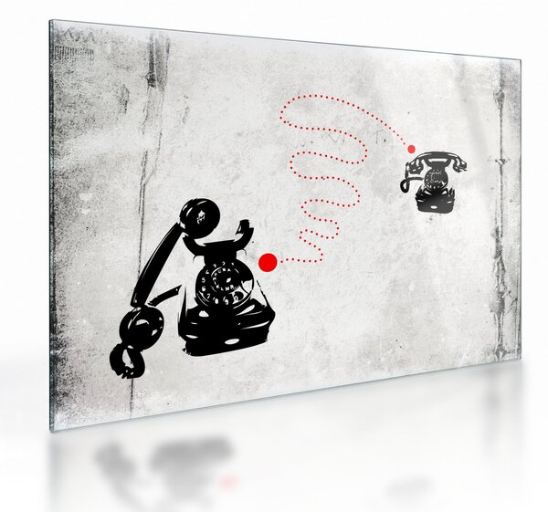 Obraz na szkle - Rysunek telefonu w stylu Banksy (70x50 cm)