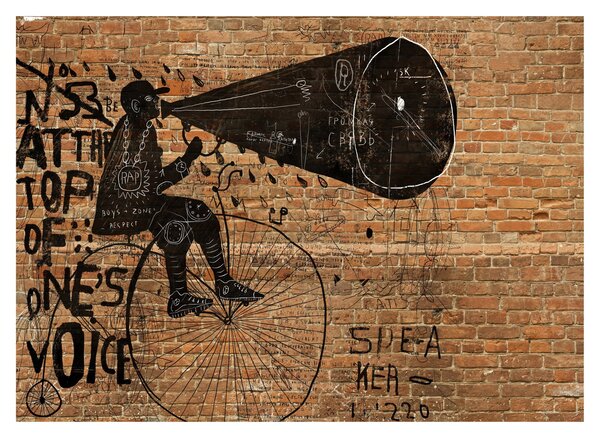 Obraz na szkle - Mężczyzna na rowerze w stylu Banksy (70x50 cm)