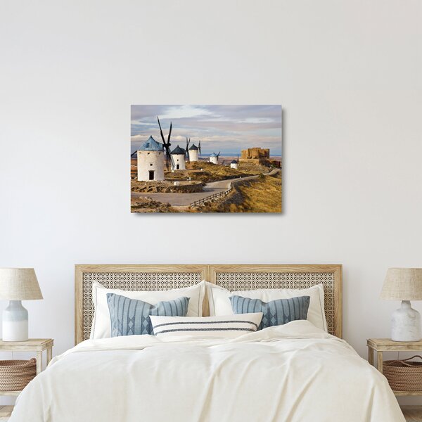 Obraz na szkle - Wiatraki Consuegra, Hiszpania (70x50 cm)