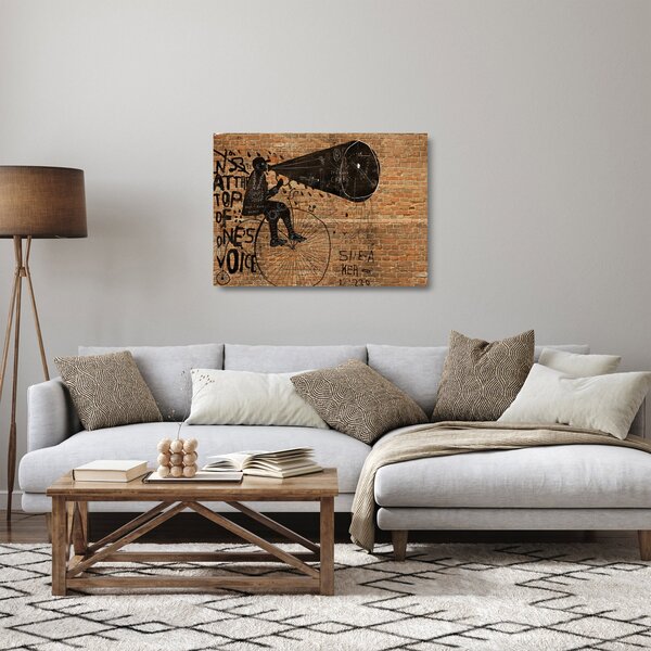 Obraz na szkle - Mężczyzna na rowerze w stylu Banksy (70x50 cm)