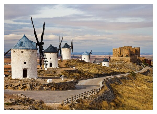 Obraz na szkle - Wiatraki Consuegra, Hiszpania (70x50 cm)