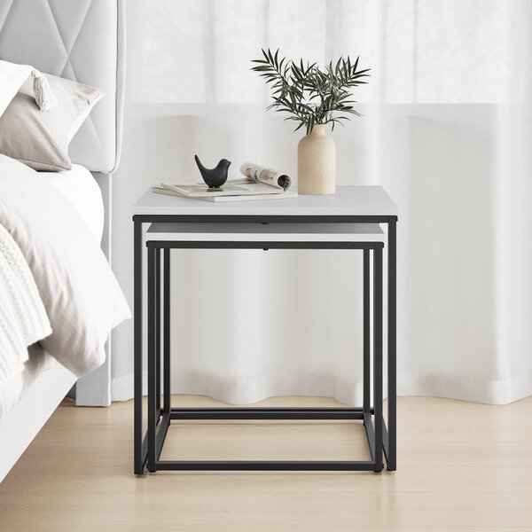Zestaw 2 stolików kawowych QUADRO, biały