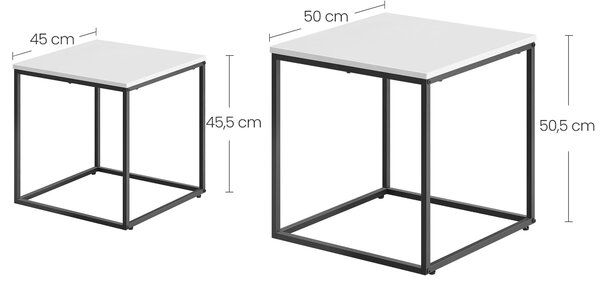 Zestaw 2 stolików kawowych QUADRO, biały