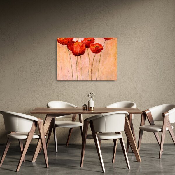 Obraz na szkle - Czerwone tulipany (70x50 cm)