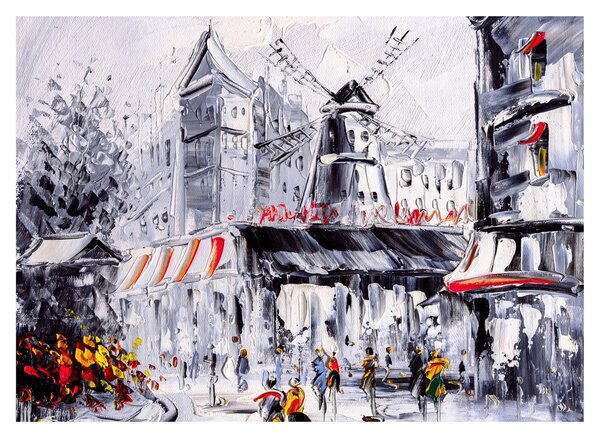 Obraz na szkle - Ulica w Paryżu, obraz olejny (70x50 cm)