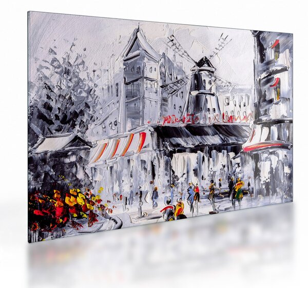 Obraz na szkle - Ulica w Paryżu, obraz olejny (70x50 cm)