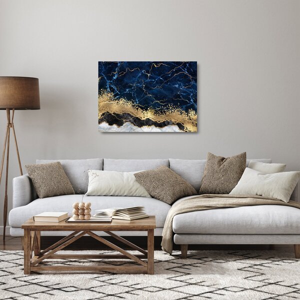 Obraz na szkle - Ciemnoniebieski marmur (70x50 cm)