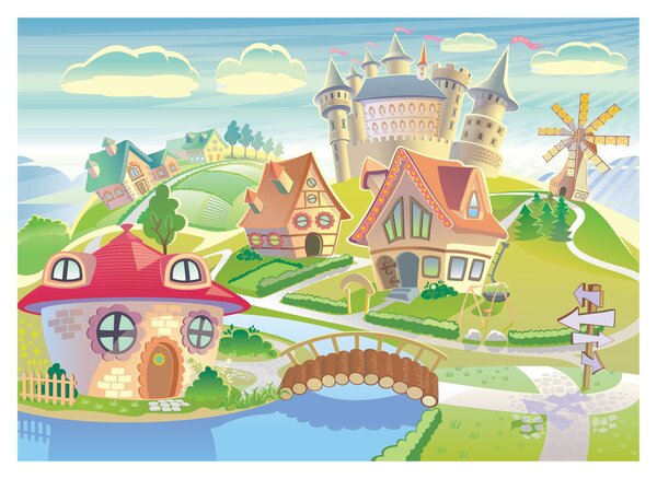 Obraz na szkle - Kolorowe miasteczko (70x50 cm)