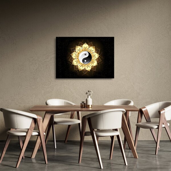 Obraz na szkle - Złoty Yin-Yang (70x50 cm)