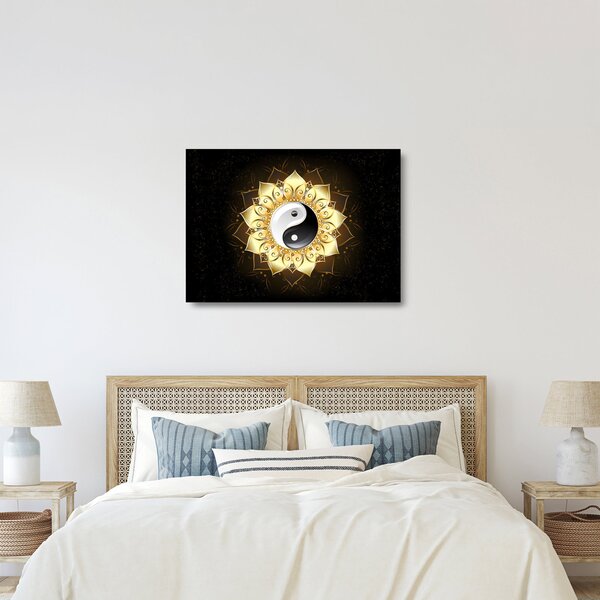 Obraz na szkle - Złoty Yin-Yang (70x50 cm)