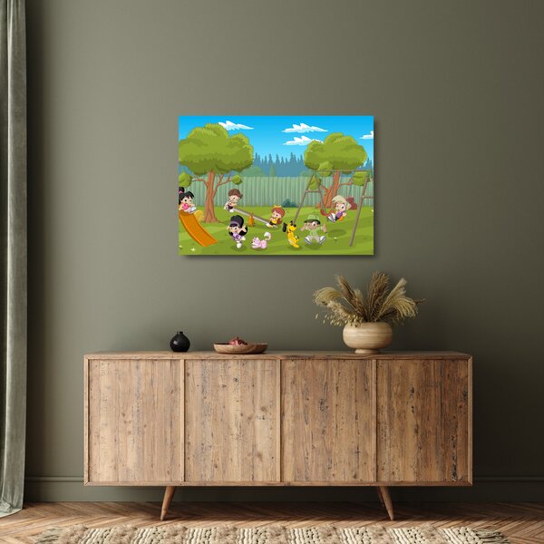 Obraz na szkle - Dzieci na placu zabaw (70x50 cm)