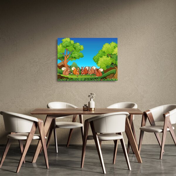 Obraz na szkle - Wesołe wiewiórki (70x50 cm)