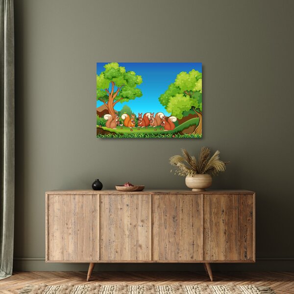Obraz na szkle - Wesołe wiewiórki (70x50 cm)