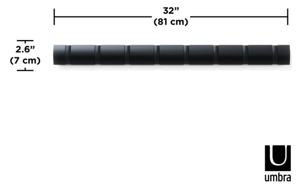 Czarny wieszak ścienny z drewna jesionowego Flip – Umbra