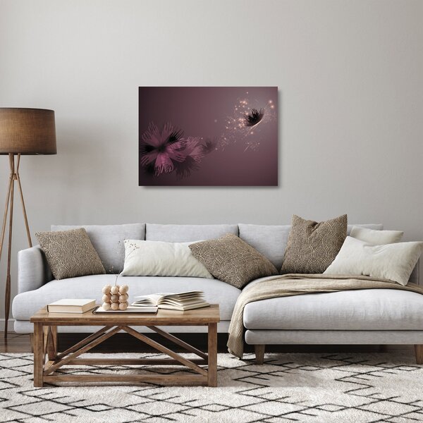Obraz na szkle kwiatu z motylem (70x50 cm)