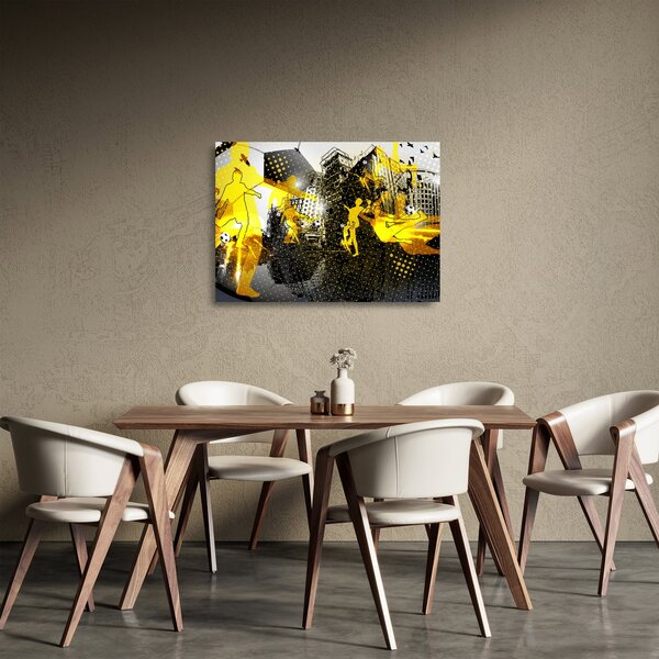 Obraz na szkle - Piłka nożna w wielkim mieście (70x50 cm)