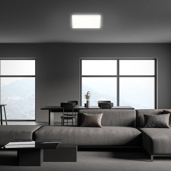 Briloner Lampa sufitowa LED Slim, biały / opal, przedpokój, tworzywo sztuczne, nowoczesny