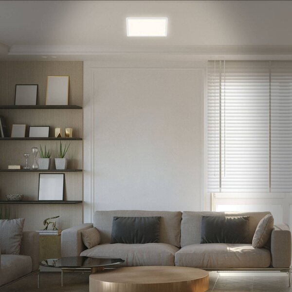 Briloner Lampa sufitowa LED Slim, biały / opal, przedpokój, tworzywo sztuczne, nowoczesny