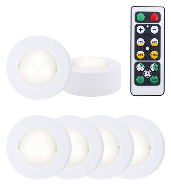 Briloner Oświetlenie szafkowe LED Szafka, pilot, Set of 6 Cabinet, biały / opal, sypialnia, tworzywo sztuczne, nowoczesny