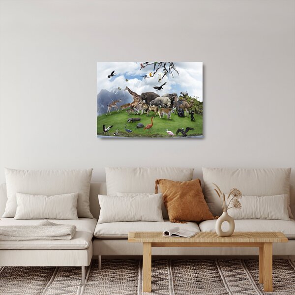 Obraz na szkle - Zwierzątka na wyspie (70x50 cm)