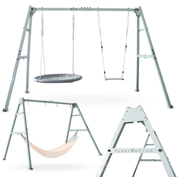 HyperMotion SWING HYP20 hutawka ogrodowa podwójna z akcesoriami, bocianie gniazdo i hamak, stalowy stela 180 kg