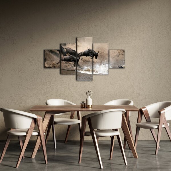 Obraz - Stado antylop gnu (125x70 cm)