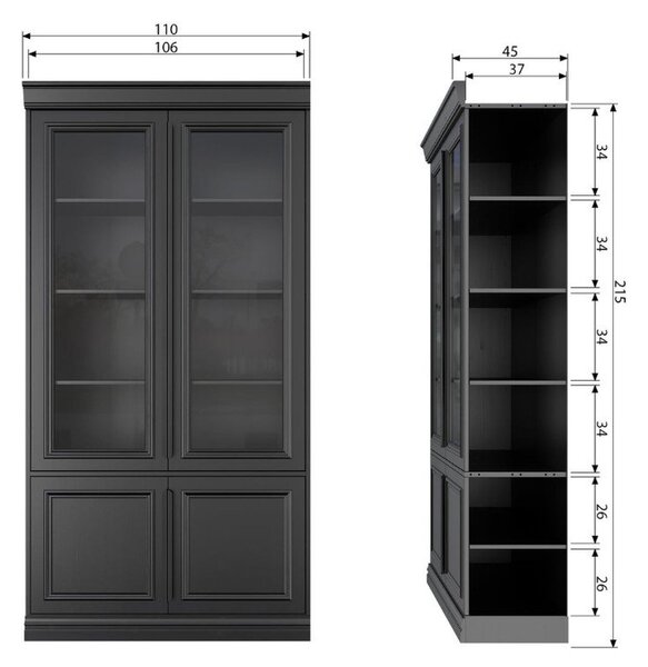 Czarna witryna z litego drewna sosnowego 110x215x44 cm Organize – WOOOD