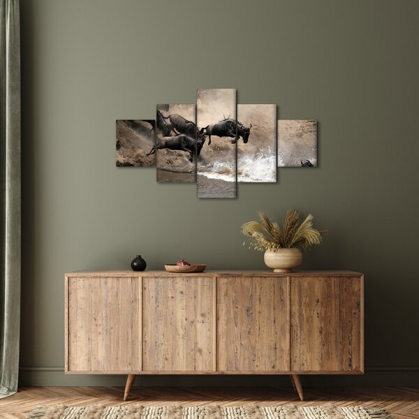 Obraz - Stado antylop gnu (125x70 cm)