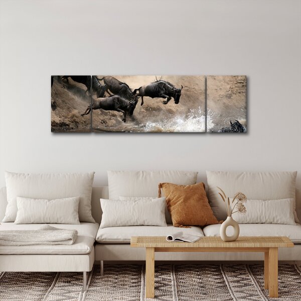 Obraz - Stado antylop gnu (170x50 cm)