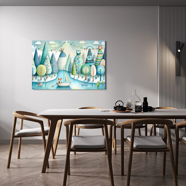 Obraz leśna przygoda lisa na łódce