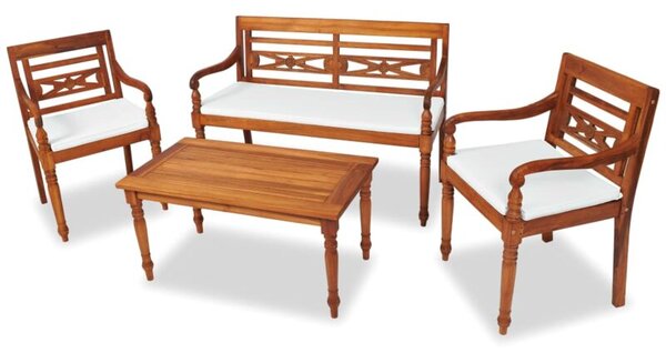 Zestaw Mebli Ogrodowych Komplet Wypoczynkowy Z Poduszkami 4-Częściowy Brązowy Drewno Na Taras Balkon Ogród