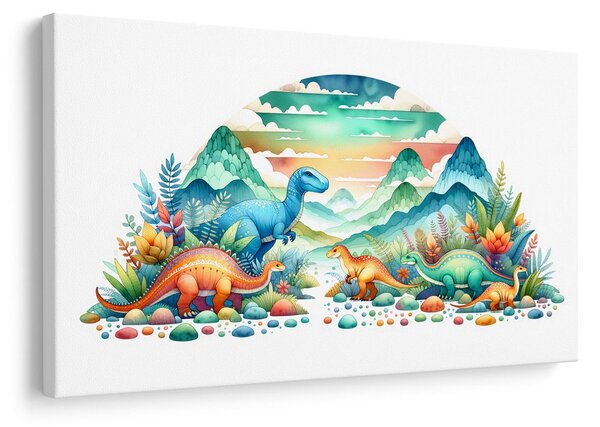 Obraz kolorowe dinozaury w górach