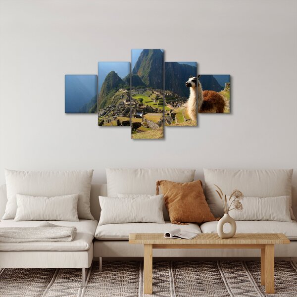 Obraz - Lama i Machu Picchu (125x70 cm)