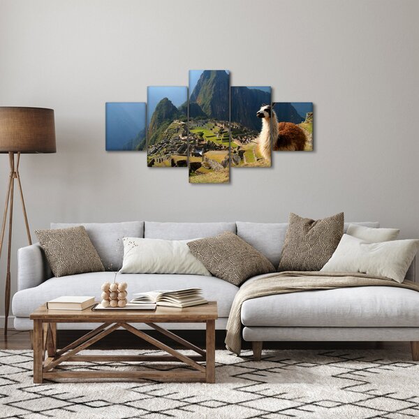 Obraz - Lama i Machu Picchu (125x70 cm)