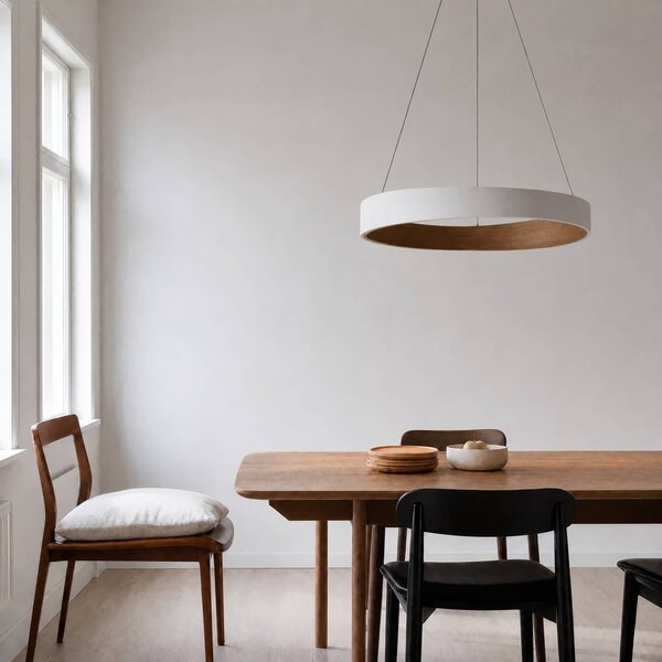 Lampa wisząca Daelor Lucande, możliwość ściemniania, biały / opal, salon / jadalnia, metal, design