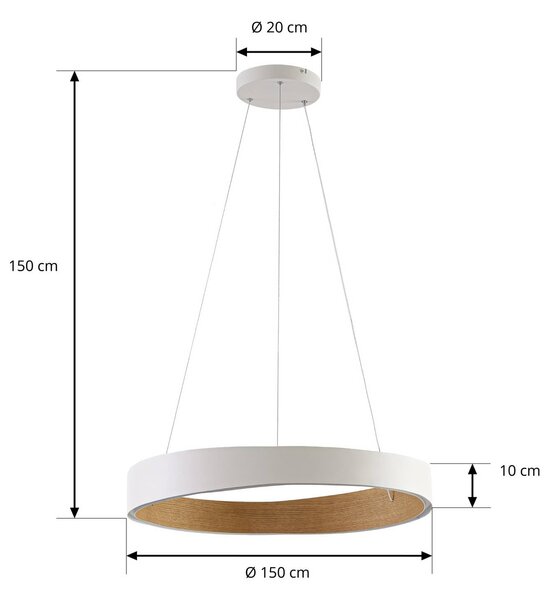 Lampa wisząca Daelor Lucande, możliwość ściemniania, biały / opal, salon / jadalnia, metal, design