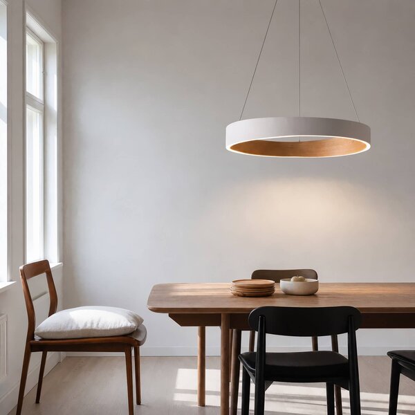 Lampa wisząca Daelor Lucande, możliwość ściemniania, biały / opal, salon / jadalnia, metal, design