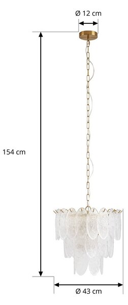 Lampa wisząca Dorothy Lucande, możliwość ściemniania, mosiężny / złoty, salon / jadalnia, szkło, vintage