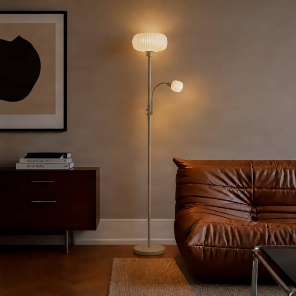 Lampa stojąca Ingrid Lindby, kremowy / amber, salon / jadalnia, metal