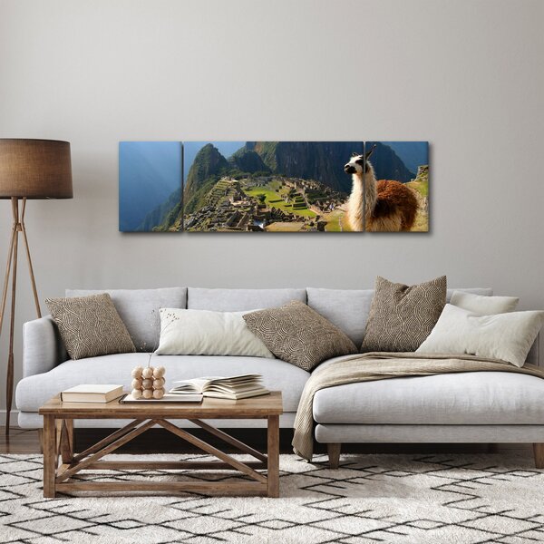Obraz - Lama i Machu Picchu (170x50 cm)