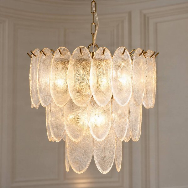 Lampa wisząca Dorothy Lucande, możliwość ściemniania, mosiężny / złoty, salon / jadalnia, szkło, vintage